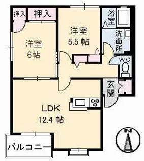 ラ・カーナ D棟【2階】の間取り