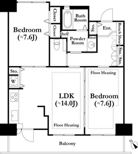 河田町ガーデン3号棟【4階】の間取り