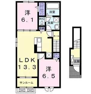 ニアパートB【2階】の間取り