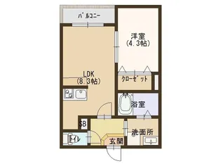リエ―ト大橋町【3階】の間取り