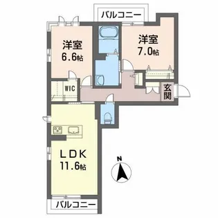 シュエットメゾン壱番館【2階】の間取り