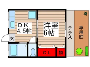 リバ-サイドハイツ2号館【1階】の間取り