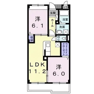 シャン・ド・フルールII【2階】の間取り