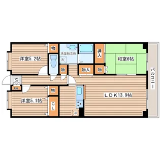 オークス南仙台【1階】の間取り