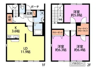メゾネット・グランデ(吉田)【2階】の間取り
