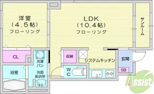 カーサ アリエッタC【1階】の間取り