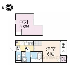 クレスト山科【1階】の間取り