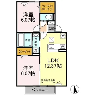 クローバーハイツ21【1階】の間取り