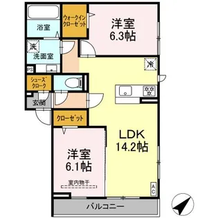 D paina 大倉山(ディーパイナオオクラヤマ)【3階】の間取り