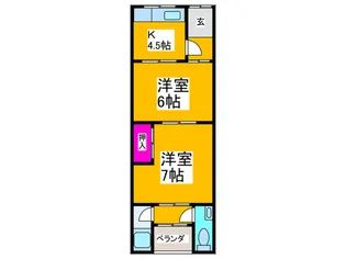 沢ノ町文化北向き【2階】の間取り