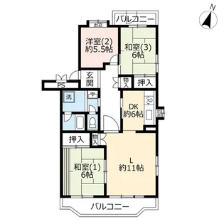 URせんげん台パークタウン四番街【5階】の間取り