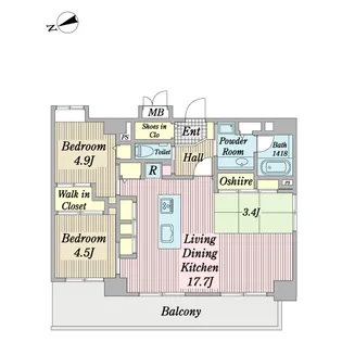 ルッシュ・磯子【11階】の間取り