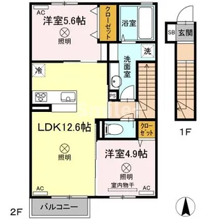 グラシア【2階】の間取り