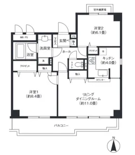 東京都世田谷区下馬6【マンション】の間取り