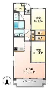 メゾンプチシャトー出口A館【2階】の間取り