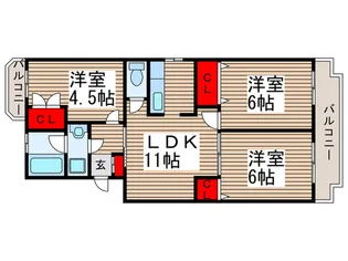 メゾンパークス武蔵野【1階】の間取り