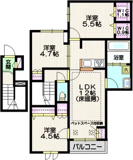 アデレードフラッツ【2階】の間取り