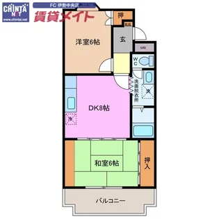 松月マンション【4階】の間取り