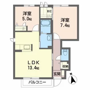 シャーメゾングリーンヒルズB【1階】の間取り