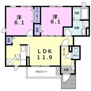 ヴィラアンジュIII【1階】の間取り