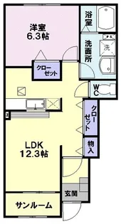 ベルアルモニーA【1階】の間取り