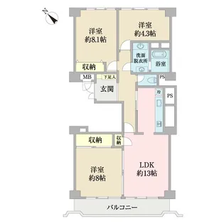 ハイツエバーグリーン津田沼一号棟【3階】の間取り
