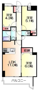 ライオンズマンション町田駅前【6階】の間取り