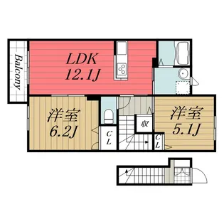 ワイズスクエアA【2階】の間取り