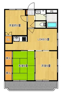 ハイルネッサンスB【1階】の間取り