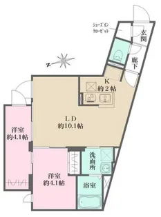 グローリオシェルト杉並方南町【2階】の間取り