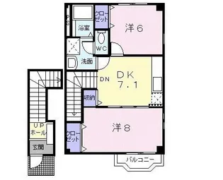 グランドールセレノB【2階】の間取り