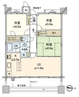 フォレストビュータワー鹿田町弐番館【13階】の間取り