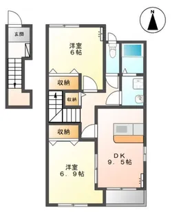 ラヴィクレイルII【2階】の間取り
