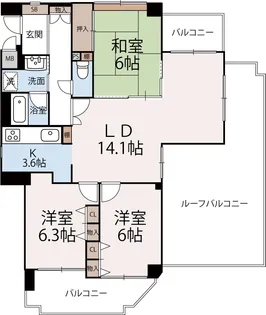 シャルマンコーポ山科なぎの辻【3階】の間取り