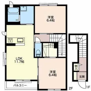 小杉園ハイツB【2階】の間取り