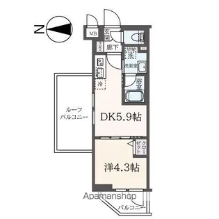 東京都新宿区新宿7【マンション】の間取り