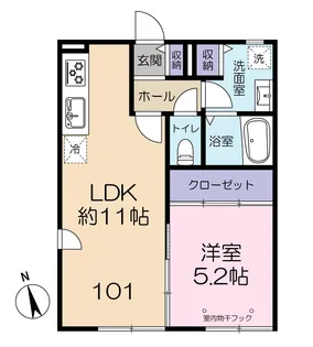 ハウス中岡【1階】の間取り