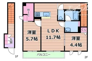 大阪府大阪市東淀川区豊新5【アパート】の間取り