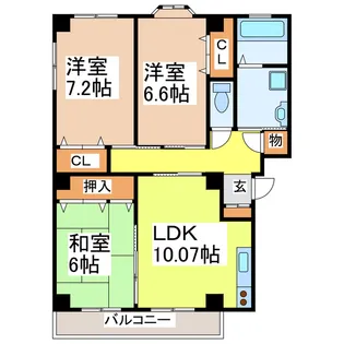 植柳マンションII【1階】の間取り