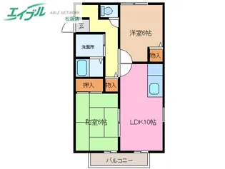 エレハイム中川【1階】の間取り