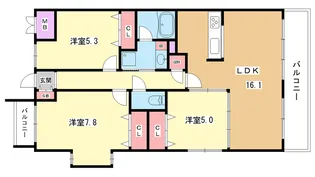 大阪府豊中市熊野町3【マンション】の間取り