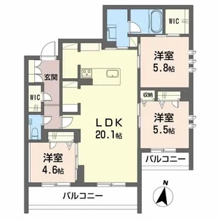 シャーメゾン光の森プレミアム【2階】の間取り