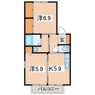 Flower Garden 六番館【2階】の間取り