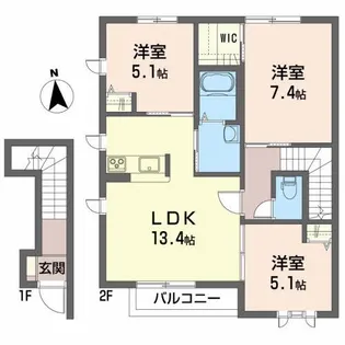 シャーメゾン不来方【2階】の間取り