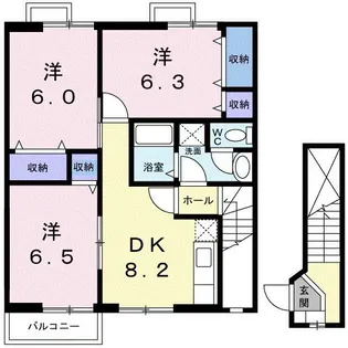 サンプレインA【2階】の間取り