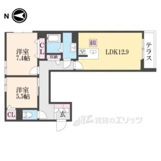 リリオス【1階】の間取り
