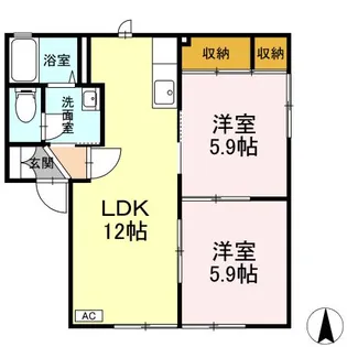 メゾンクレール【1階】の間取り