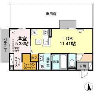 ミーティア皆春【1階】の間取り