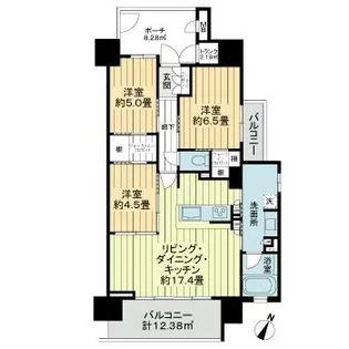 サーパス若里グランテラス【7階】の間取り