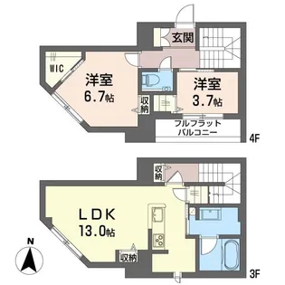 ベルフォーレII【4階】の間取り